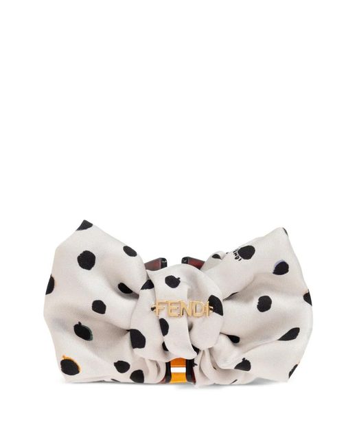 Fendi White Polka-Dot Hair Clip