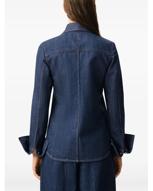 AMI Blue Sharp Collar Shirt
