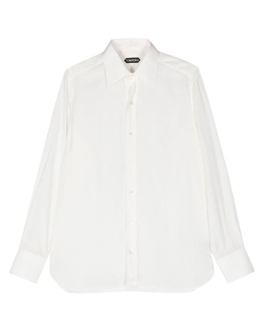 Camicia con colletto ampio di Tom Ford in White da Uomo