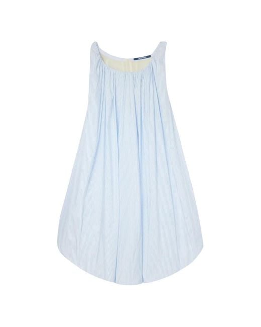 Jacquemus Blue Lavande Striped Balloon Midi Dress