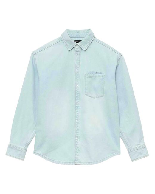 Purple Brand Blue Logo-Embossed Denim Shirt for men