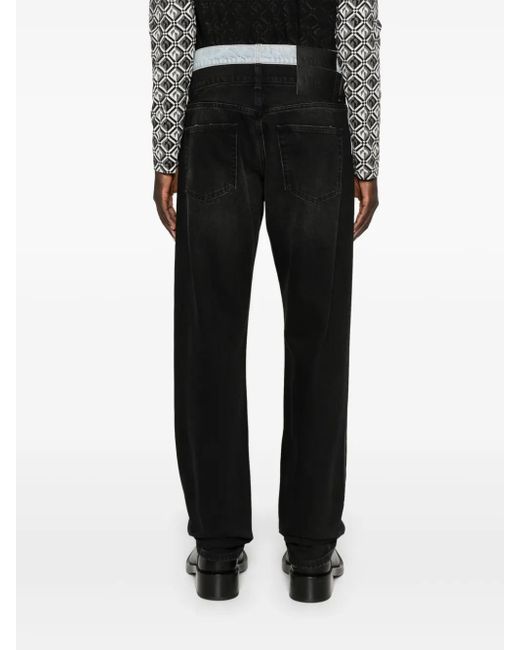 VTMNTS Black Layered-Effect Cotton Jeans for men