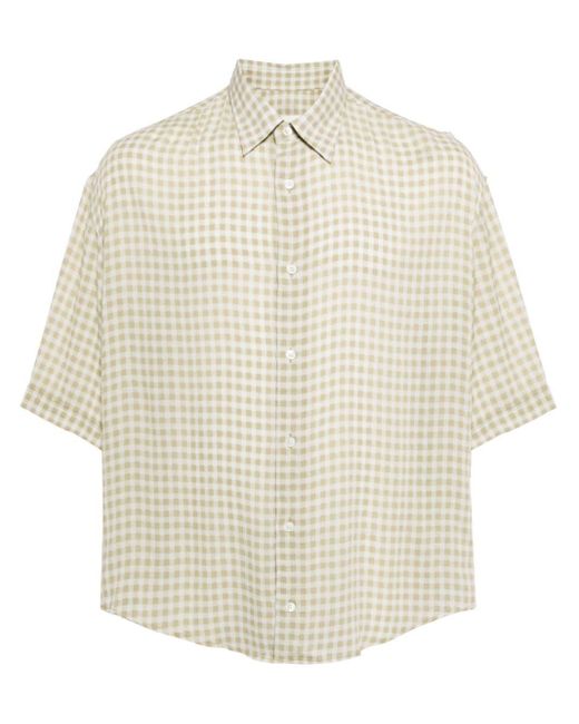 AMI White Gingham Short-sleeve Shirt for men