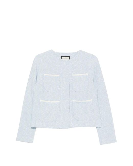 Bruno Manetti White Contrast-Trim Patch-Pocket Jacket