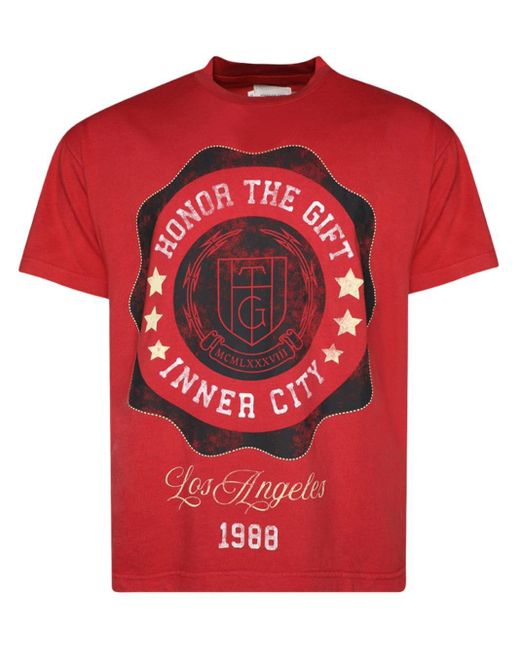 Honor The Gift Red Seal Logo Cotton T-shirt for men
