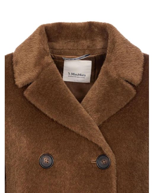 Max Mara Brown Double-Breasted Brushed Jacket
