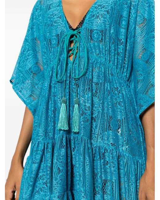Olympiah Blue Santorini Lace-embroidered Midi Dress