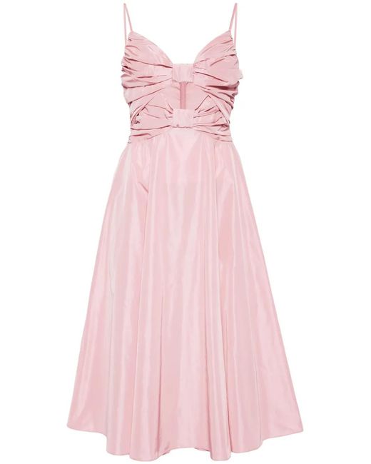 Staud Pink Dayanara Bow-Embellished Midi Dress