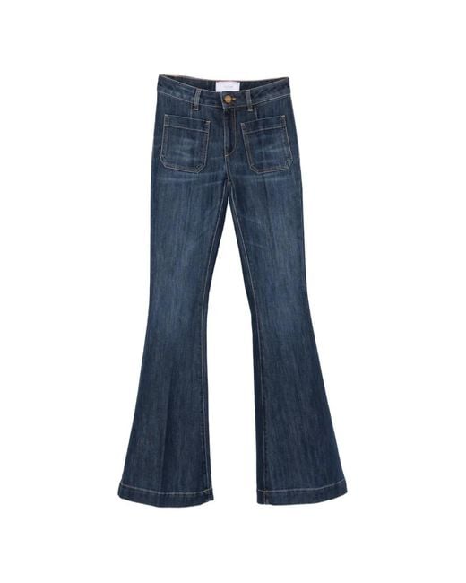 Seafarer Blue Logo-Embroidered Flared Jeans