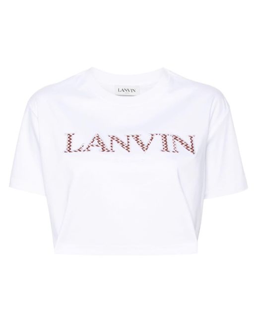 Lanvin White T-Shirt mit Logo-Stickerei