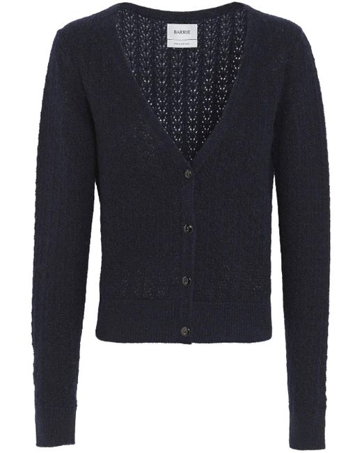 Barrie Blue V-neck Cashmere Cardigan