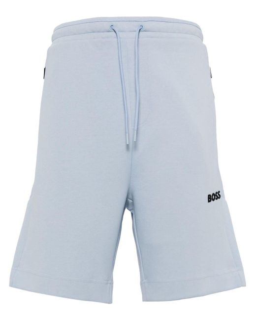 Boss Blue Logo-embroidered Drawstring Shorts for men