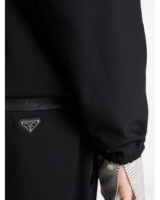 Prada Black Fleece Pants With Re-Nylon Details for men