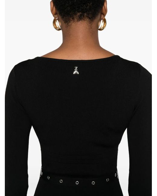 Patrizia Pepe Black Belted Long-Sleeved Midi Day Dress
