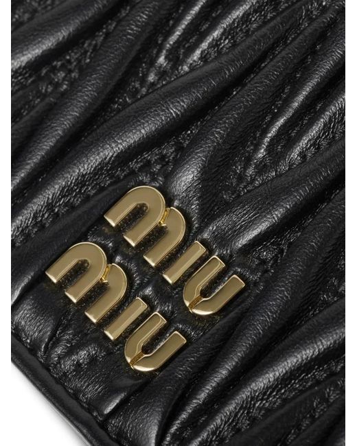 Miu Miu Black Small Matelassé Nappa Leather Wallet