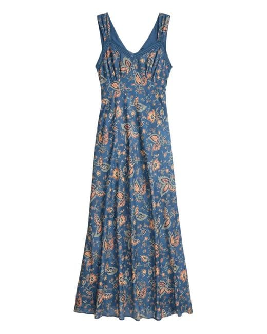 RRL Blue Floral-Print Midi Dress