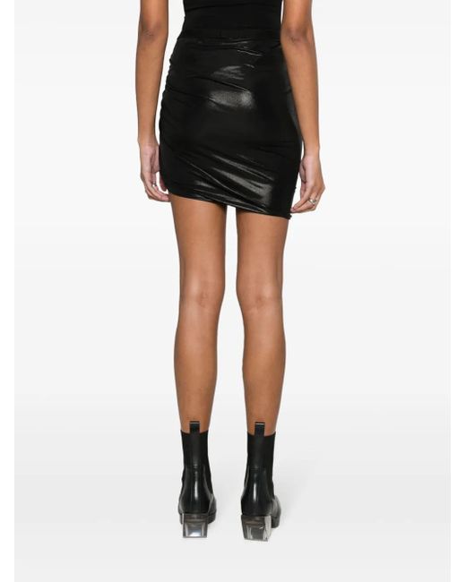 Rick Owens Black Jade High-Shine Draped Miniskirt