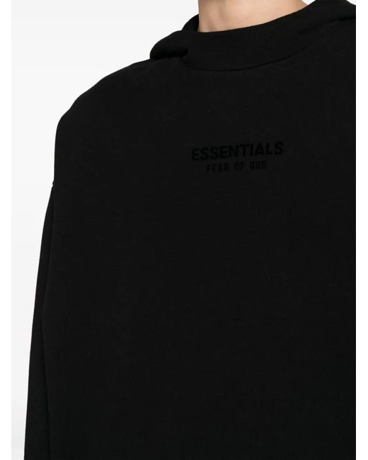Fear Of God Black Logo-print Cotton-blend Hoodie for men