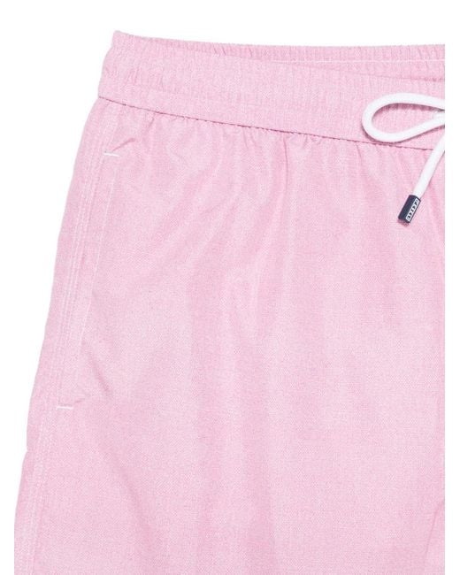 Fedeli Pink Drawstring Beach Shorts for men