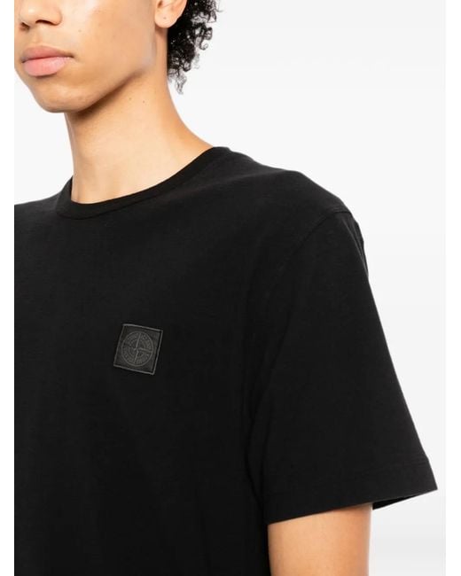 Stone Island Black Logo-Patch T-Shirt for men