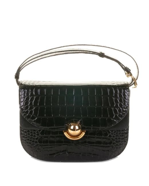 Furla Crocodile-embossed Half-moon Shoulder Bag Black