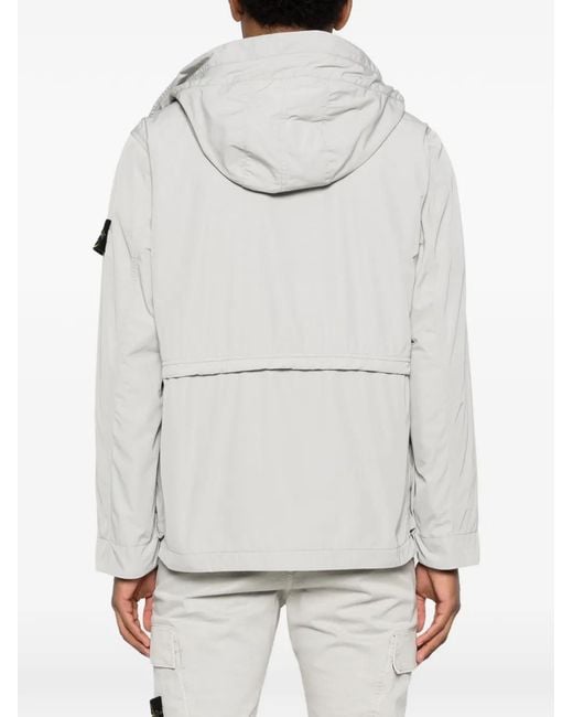 Stone Island White Pearl Polyester Short Parka for men