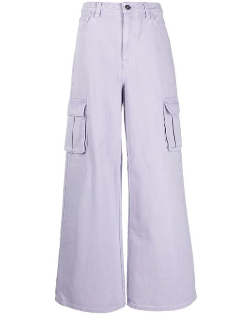 Self-Portrait Purple Wide-Leg Cargo Jeans