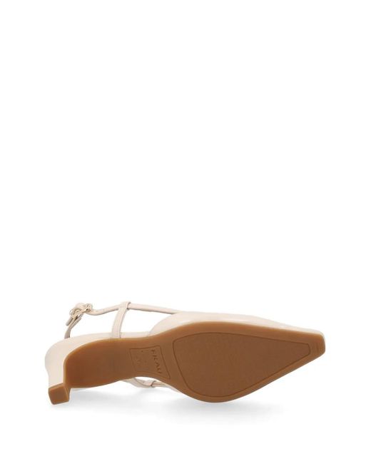 Frau Natural Semi-Polished Leather Slingback Pumps