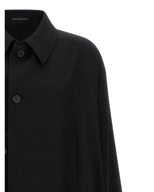 Yohji Yamamoto Black Light Wool Trench Coat for men