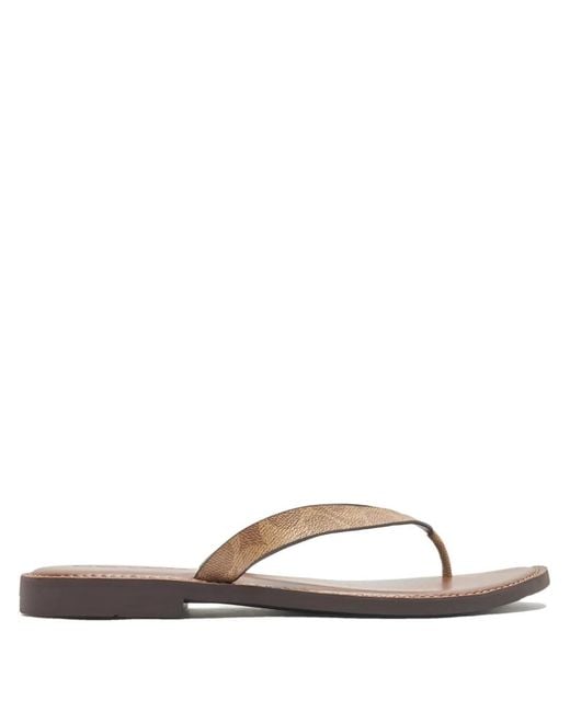 COACH Brown Monogram-Print Slide Sandals