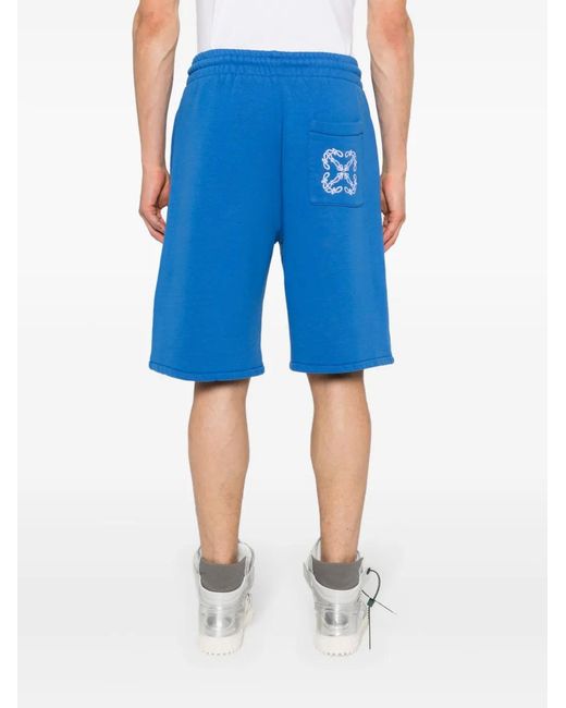 Off-White c/o Virgil Abloh Blue Bandana Arrow Cotton Shorts for men