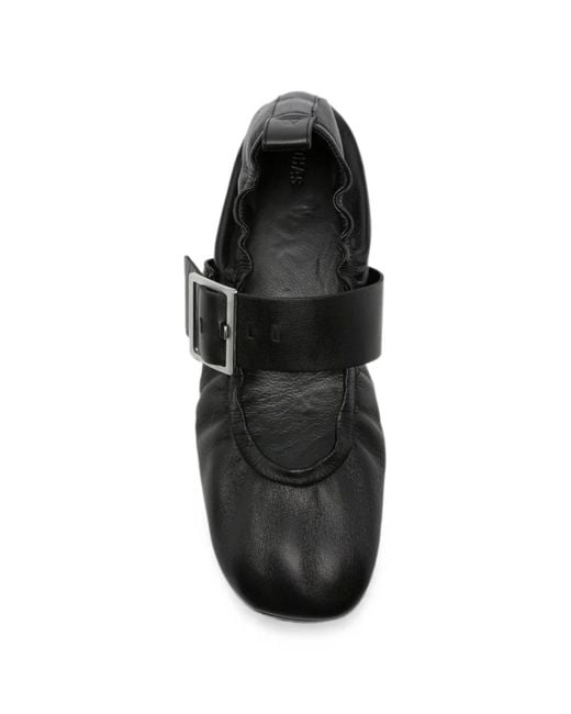 Alohas Black Sarea Buckle-Strap Ballet Flats
