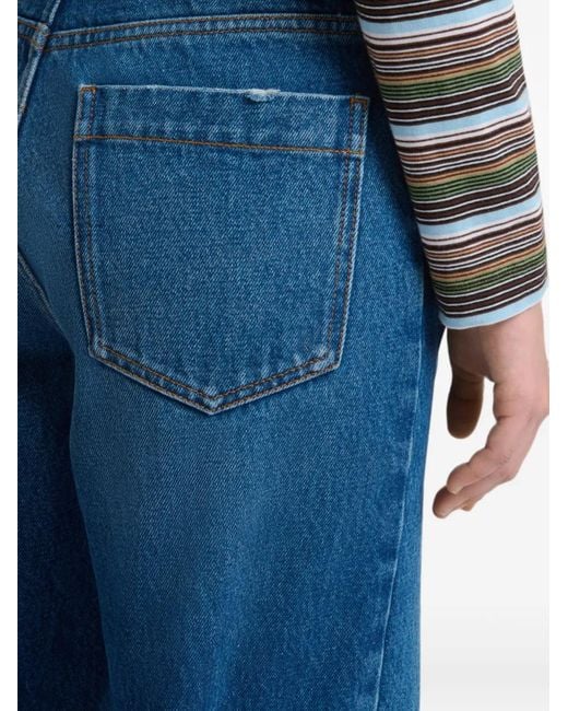 Marni Blue Logo-Patch Straight-Leg Jeans