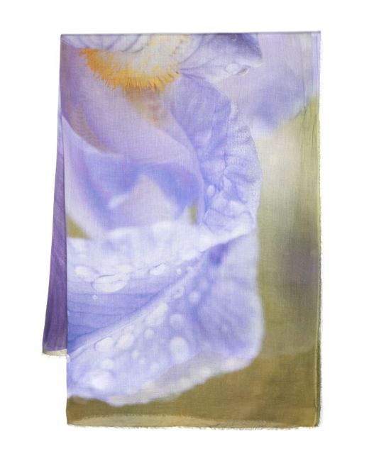 Faliero Sarti Blue Iris Floral-print Scarf