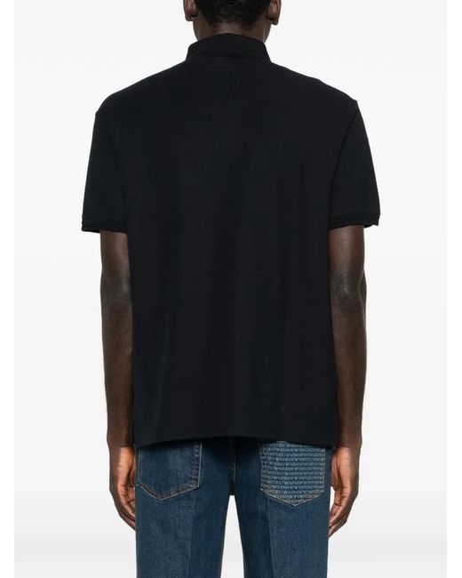 Emporio Armani Black Logo-Patch Polo Shirt for men