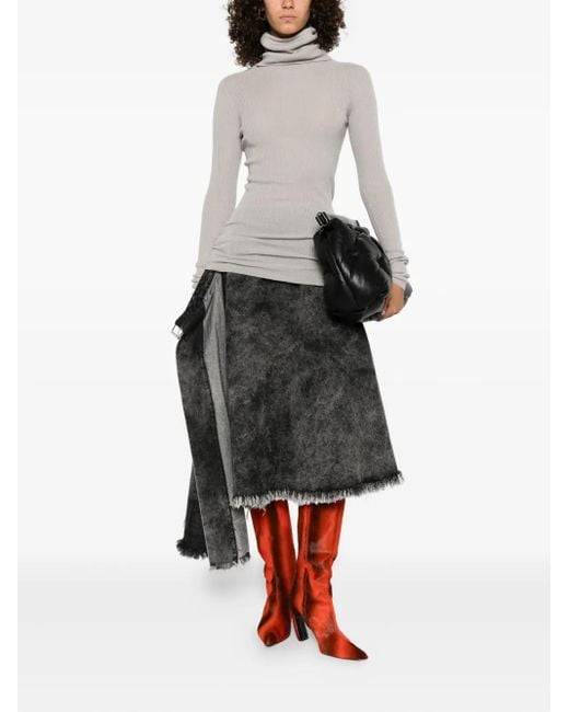 Rick Owens White Ribbed-Knit Turtleneck Sweater