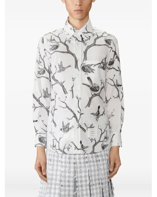 Thom Browne Poplin Hemd mit langen Ärmeln in Gray für Herren