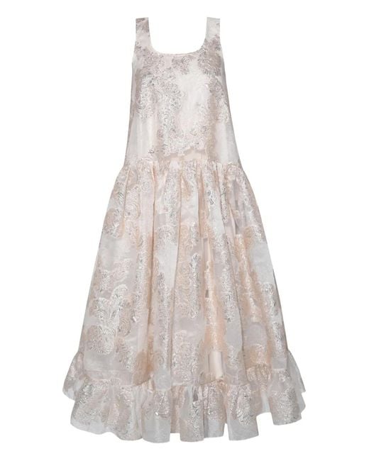 Anouki White Embroidered Sleeveless Midi Dress