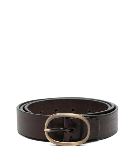 Alberto Luti Black Oval Buckle Belt for men