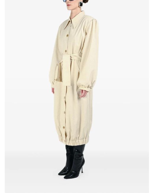 ROWEN ROSE Natural Buttonedup Belted Coat