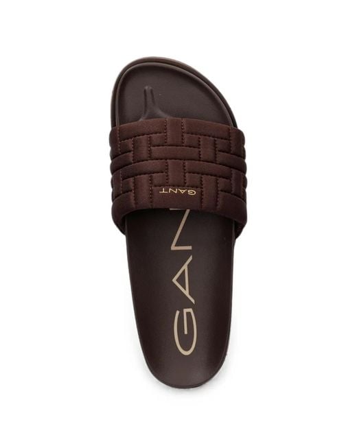 Gant Brown Gesteppte Pantoletten Mit Logo