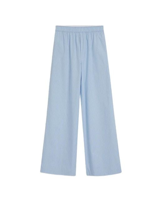 HUGO Blue Stripe-Pattern Embroidered-Logo Trousers