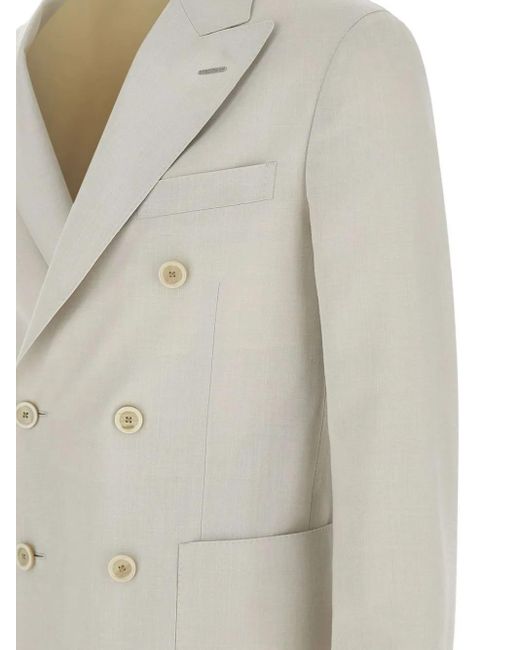 メンズ Lardini ピークドラペル ジャケット White