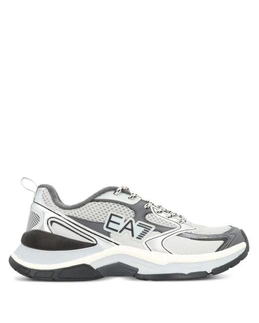 EA7 White Predator Metallic-Panel Low-Top Sneakers for men