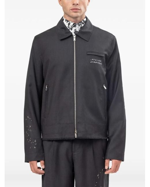 DOMREBEL Gray Backstage Hand-Stitched Boxy Jacket for men