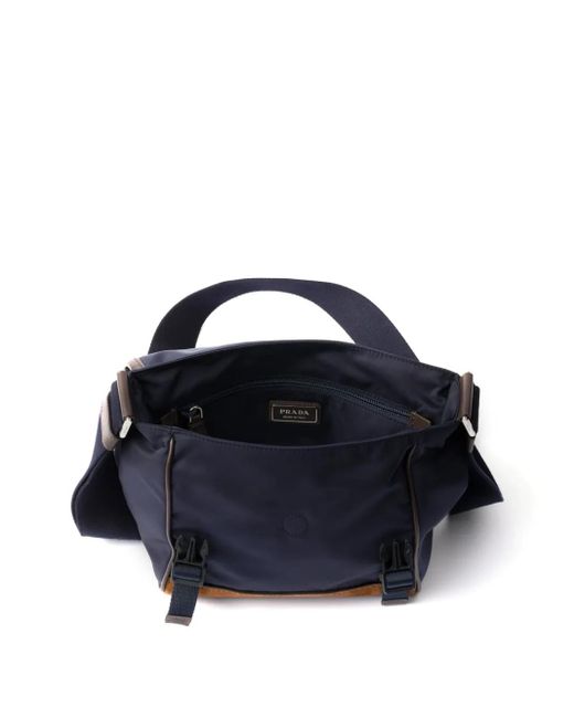 Prada Blue Small Re-Nylon And Leather Messenger Bag for men