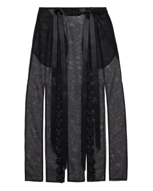 Simone Rocha Black Ribbon-Embellished Slit Midi Skirt