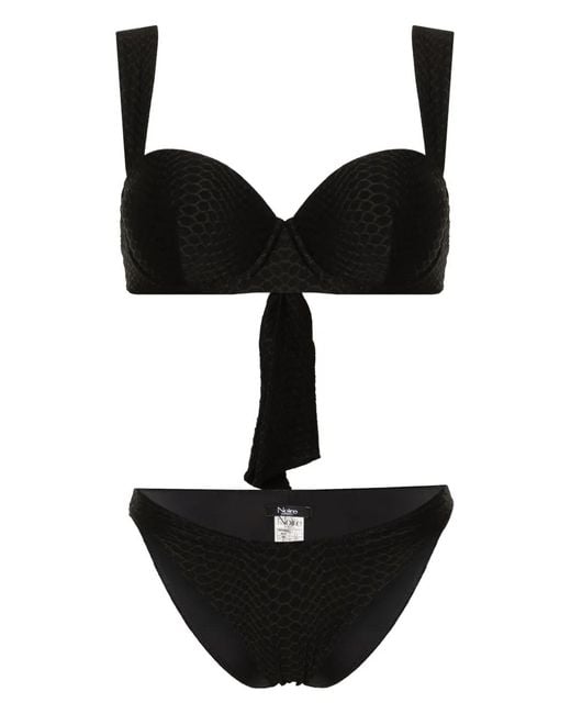 Noire Swimwear Black Nikki Snakeskin-Effect Bikini Set