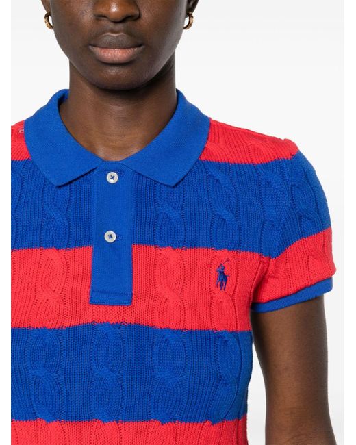 Polo Ralph Lauren Kabelgebreid Poloshirt in het Blue
