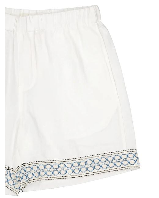 Homme by Michele Rossi White Braided Bermudas for men